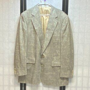 Vintage Southampton USA Tweed Stripe 100% Silk Suit Blazer Jacket Gold Black 44L